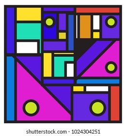 Vector abstract geometric colorful background. Memphis, indian, Brazilian and Mexican pattern.