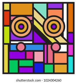 Vector abstract geometric colorful background. Memphis, indian, Brazilian and Mexican pattern.