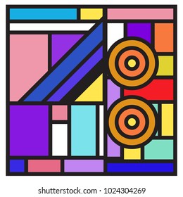 Vector abstract geometric colorful background. Memphis, indian, Brazilian and Mexican pattern.