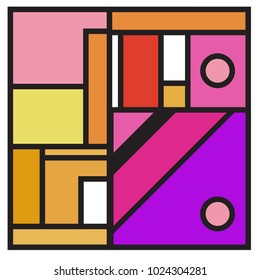Vector abstract geometric colorful background. Memphis, indian, Brazilian and Mexican pattern.