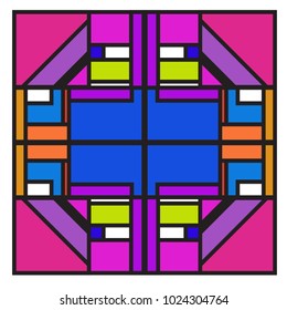 Vector abstract geometric colorful background. Memphis, indian, Brazilian and Mexican pattern.