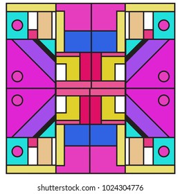 Vector abstract geometric colorful background. Memphis, indian, Brazilian and Mexican pattern.