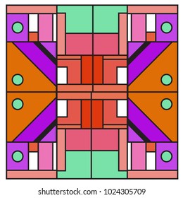 Vector abstract geometric colorful background. Memphis, indian, Brazilian and Mexican pattern.