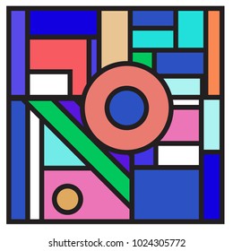 Vector abstract geometric colorful background. Memphis, indian, Brazilian and Mexican pattern.