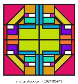Vector abstract geometric colorful background. Memphis, indian, Brazilian and Mexican pattern.