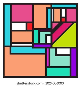 Vector abstract geometric colorful background. Memphis, indian, Brazilian and Mexican pattern.