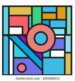 Vector abstract geometric colorful background. Memphis, indian, Brazilian and Mexican pattern.