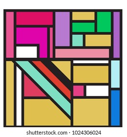 Vector abstract geometric colorful background. Memphis, indian, Brazilian and Mexican pattern.