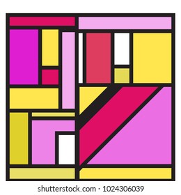 Vector abstract geometric colorful background. Memphis, indian, Brazilian and Mexican pattern.