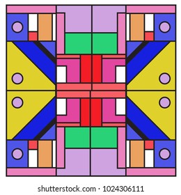 Vector abstract geometric colorful background. Memphis, indian, Brazilian and Mexican pattern.
