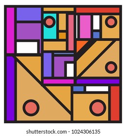 Vector abstract geometric colorful background. Memphis, indian, Brazilian and Mexican pattern.