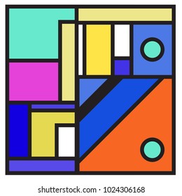 Vector abstract geometric colorful background. Memphis, indian, Brazilian and Mexican pattern.