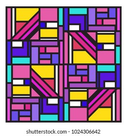 Vector abstract geometric colorful background. Memphis, indian, Brazilian and Mexican pattern.