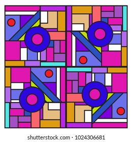 Vector abstract geometric colorful background. Memphis, indian, Brazilian and Mexican pattern.