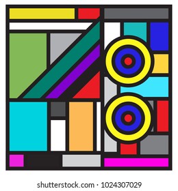 Vector abstract geometric colorful background. Memphis, indian, Brazilian and Mexican pattern.