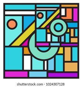 Vector abstract geometric colorful background. Memphis, indian, Brazilian and Mexican pattern.