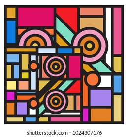 Vector abstract geometric colorful background. Memphis, indian, Brazilian and Mexican pattern.