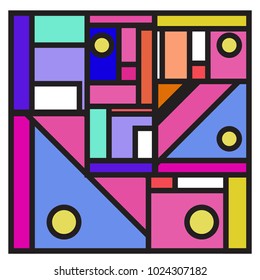 Vector abstract geometric colorful background. Memphis, indian, Brazilian and Mexican pattern.