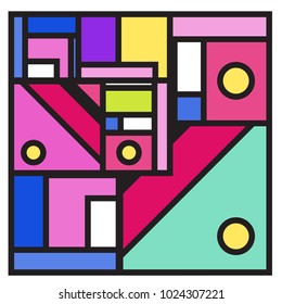 Vector abstract geometric colorful background. Memphis, indian, Brazilian and Mexican pattern.