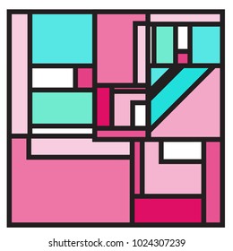 Vector abstract geometric colorful background. Memphis, indian, Brazilian and Mexican pattern.
