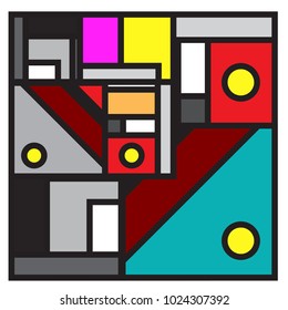 Vector abstract geometric colorful background. Memphis, indian, Brazilian and Mexican pattern.