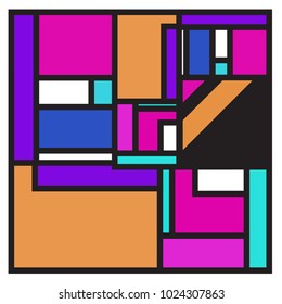 Vector abstract geometric colorful background. Memphis, indian, Brazilian and Mexican pattern.