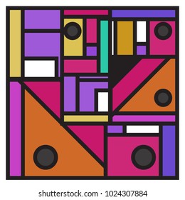 Vector abstract geometric colorful background. Memphis, indian, Brazilian and Mexican pattern.