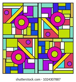 Vector abstract geometric colorful background. Memphis, indian, Brazilian and Mexican pattern.