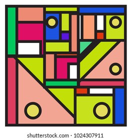 Vector abstract geometric colorful background. Memphis, indian, Brazilian and Mexican pattern.