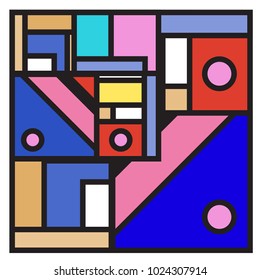 Vector abstract geometric colorful background. Memphis, indian, Brazilian and Mexican pattern.