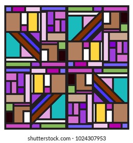 Vector abstract geometric colorful background. Memphis, indian, Brazilian and Mexican pattern.