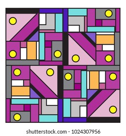 Vector abstract geometric colorful background. Memphis, indian, Brazilian and Mexican pattern.