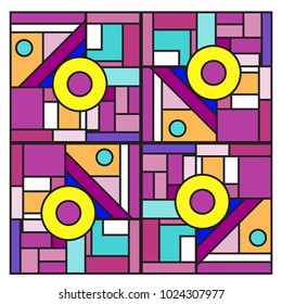 Vector abstract geometric colorful background. Memphis, indian, Brazilian and Mexican pattern.