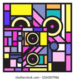 Vector abstract geometric colorful background. Memphis, indian, Brazilian and Mexican pattern.