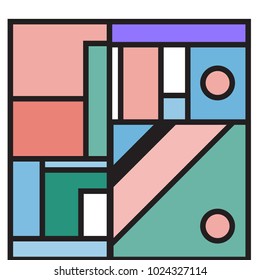 Vector abstract geometric colorful background. Memphis, indian, Brazilian and Mexican pattern.