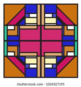 Vector abstract geometric colorful background. Memphis, indian, Brazilian and Mexican pattern.