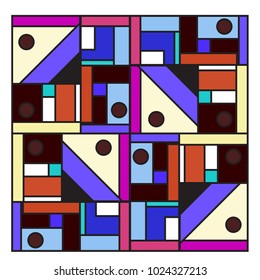 Vector abstract geometric colorful background. Memphis, indian, Brazilian and Mexican pattern.