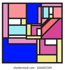 Vector abstract geometric colorful background. Memphis, indian, Brazilian and Mexican pattern.