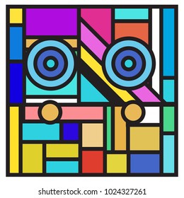Vector abstract geometric colorful background. Memphis, indian, Brazilian and Mexican pattern.