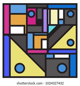 Vector abstract geometric colorful background. Memphis, indian, Brazilian and Mexican pattern.