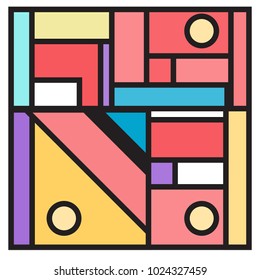 Vector abstract geometric colorful background. Memphis, indian, Brazilian and Mexican pattern.