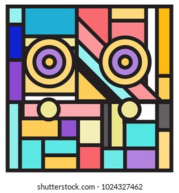 Vector abstract geometric colorful background. Memphis, indian, Brazilian and Mexican pattern.