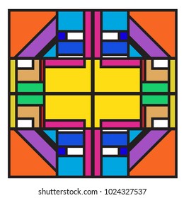 Vector abstract geometric colorful background. Memphis, indian, Brazilian and Mexican pattern.