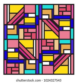 Vector abstract geometric colorful background. Memphis, indian, Brazilian and Mexican pattern.
