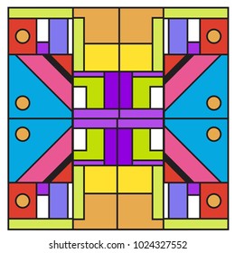 Vector abstract geometric colorful background. Memphis, indian, Brazilian and Mexican pattern.