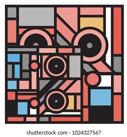 Vector abstract geometric colorful background. Memphis, indian, Brazilian and Mexican pattern.