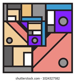 Vector abstract geometric colorful background. Memphis, indian, Brazilian and Mexican pattern.