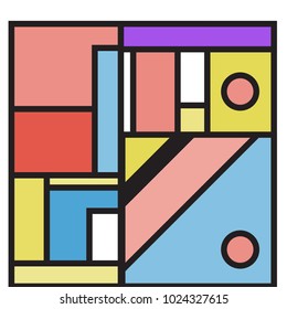 Vector abstract geometric colorful background. Memphis, indian, Brazilian and Mexican pattern.