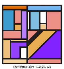 Vector abstract geometric colorful background. Memphis, indian, Brazilian and Mexican pattern.