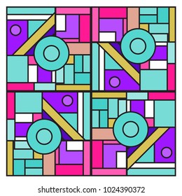 Vector abstract geometric colorful background. Memphis, indian, Brazilian and Mexican pattern.